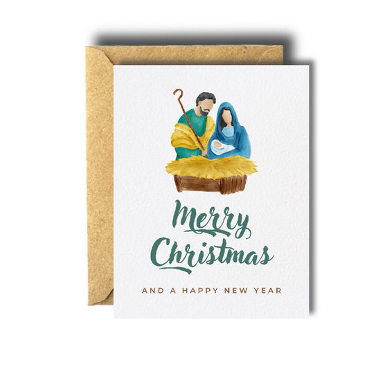 Nativity Christmas Card Modern Colors