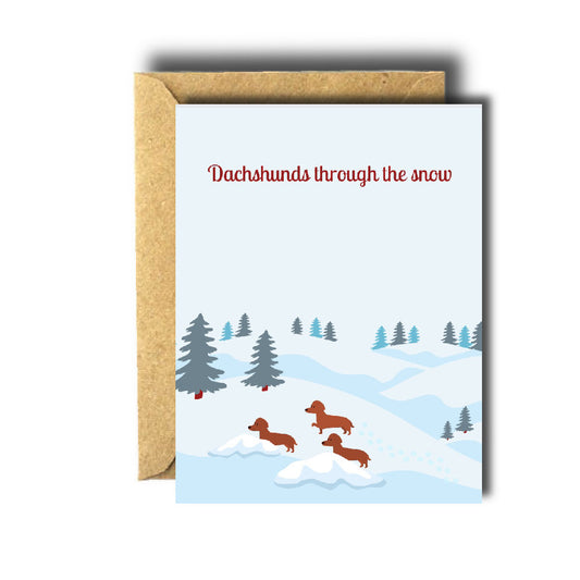 Dachshunds Through The Snow Christmas / Holiday Card