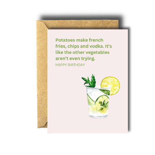 Funny Cocktail / Potatoes Birthday Card